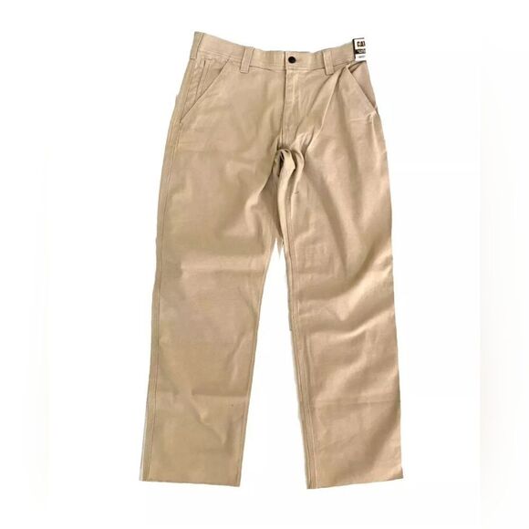 CAT Caterpillar Flex Waistband Straight Leg Canvas Utility Work Pant Tan 40x34 - Picture 2 of 7